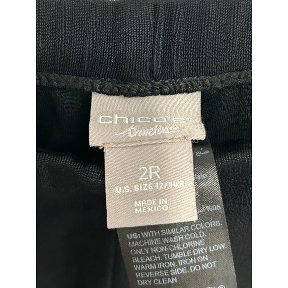 Chicos Travelers Black Wide Leg Pants Elastic Waist Comfortable Fit Sz L - Picture 5 of 10